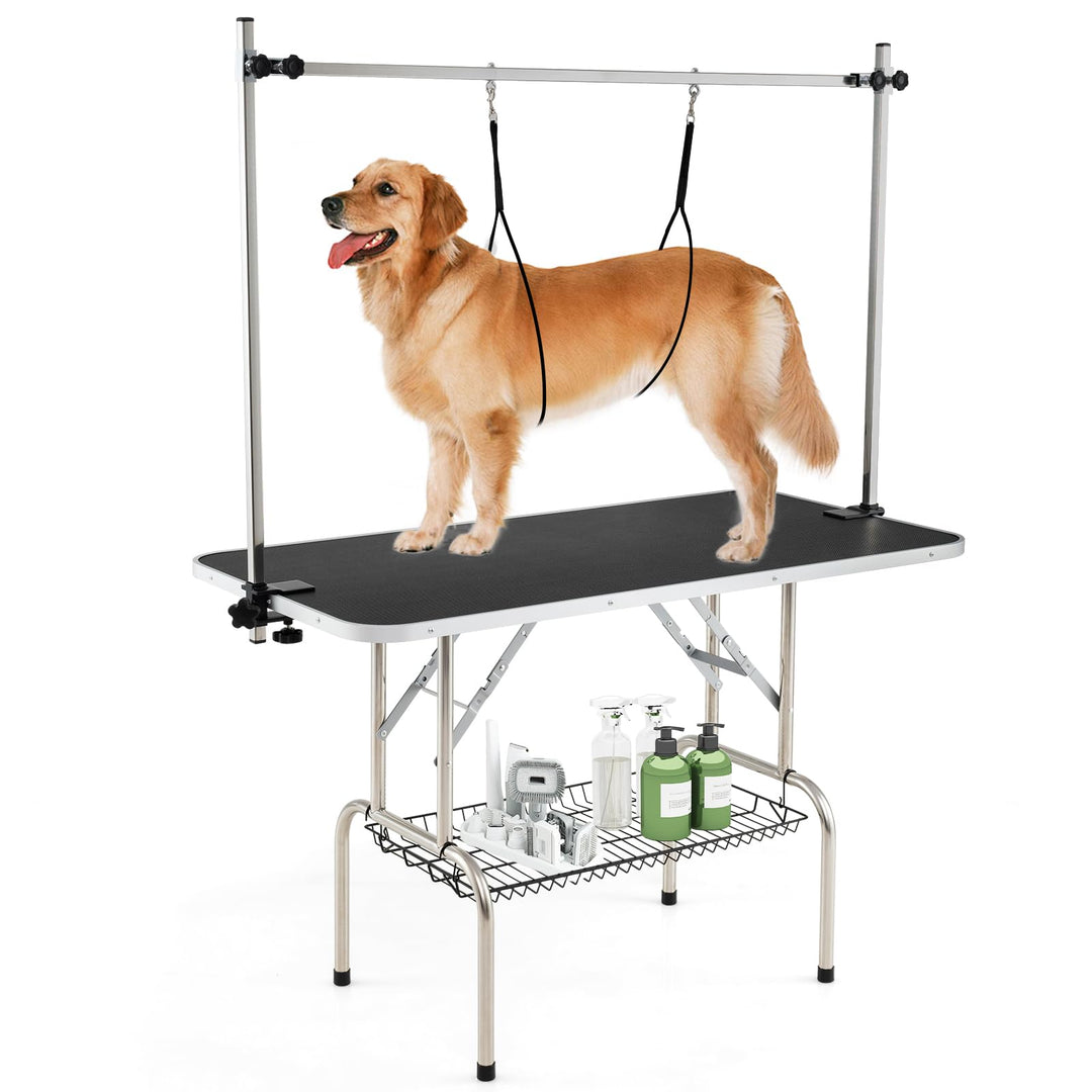 Giantex 47'' Dog Grooming Table with Adjustable Arm & 2 Nooses