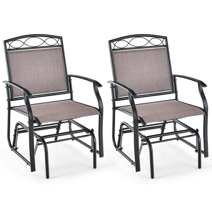 Giantex Patio Glider Chairs Set - 2 PCS Gliding Rocking Chairs w/Weather-Resistant Fabric, Heavy-Duty Metal Frame