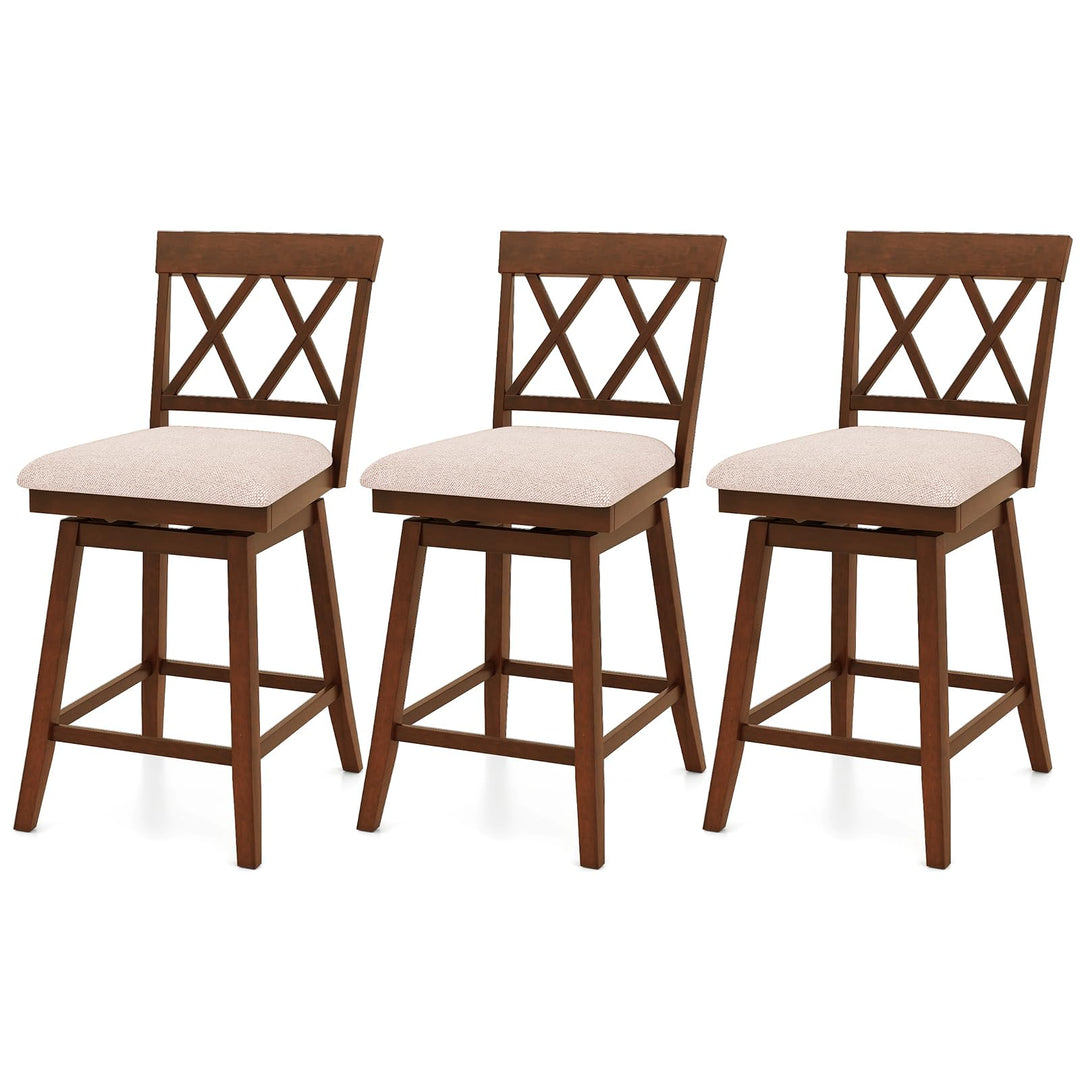 Giantex Counter Height Bar Stool with Crossed Backs and Rubber Wood Legs