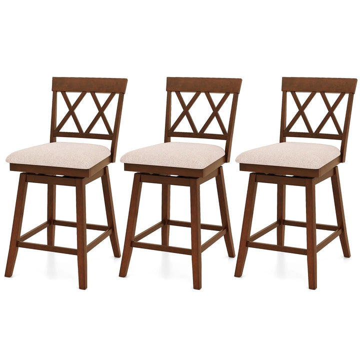 Giantex Counter Height Bar Stool with Crossed Backs and Rubber Wood Legs
