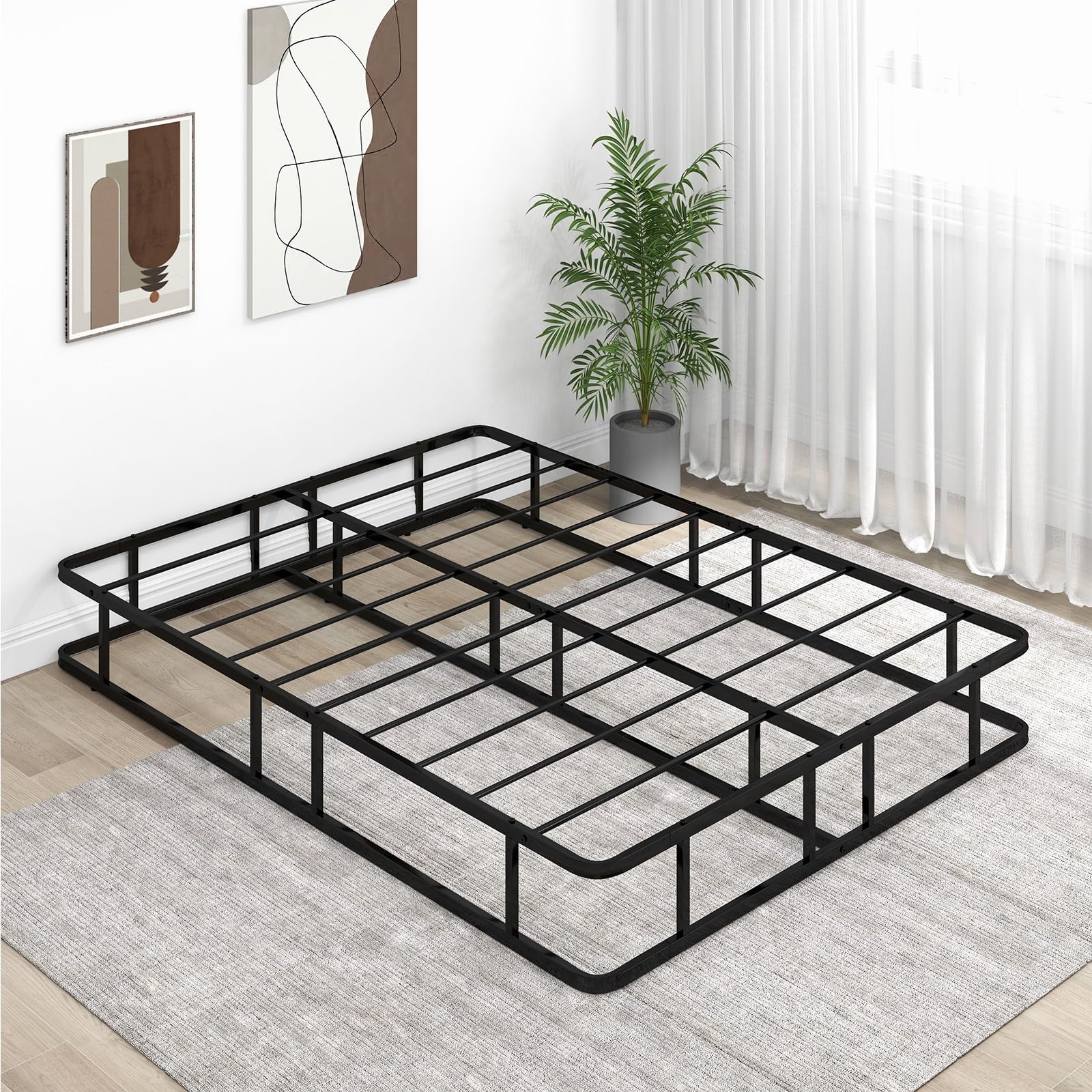 Giantex 10 Inch Bed Frame Queen Size, Metal Platform Queen Bed Frame, Heavy Duty Steel Slat Support