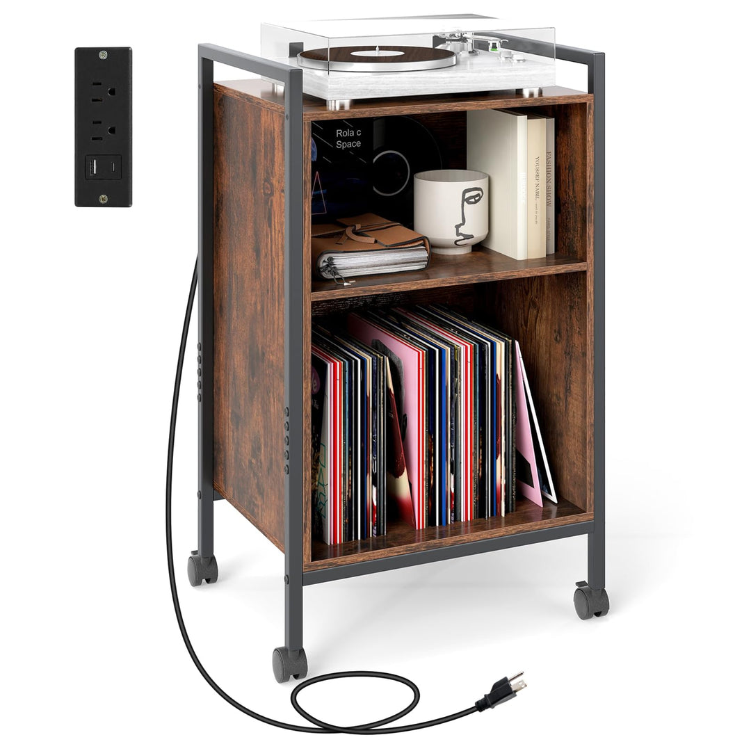 Giantex Record Player Stand with Charging Station