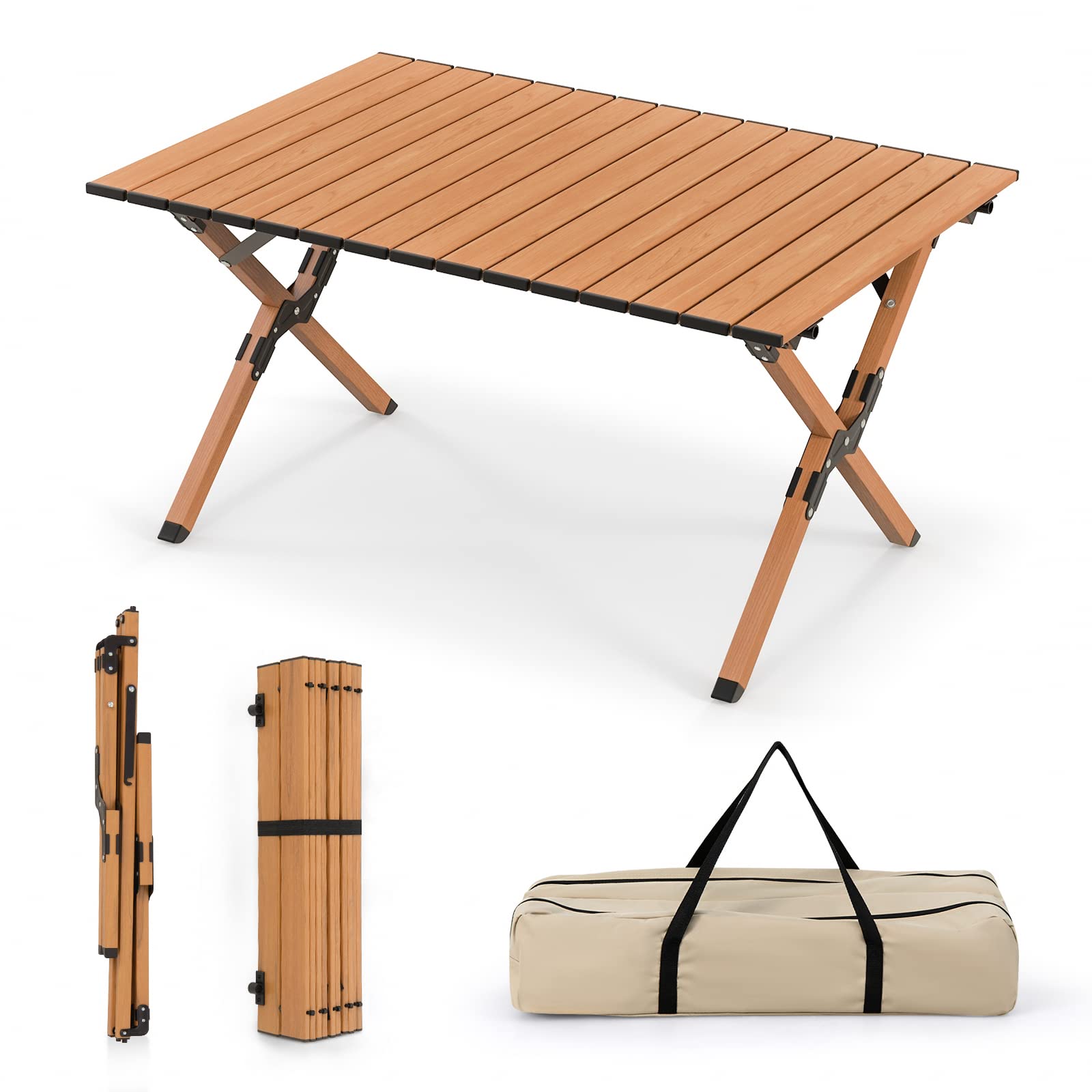 Giantex Folding Camping Table, Roll-Up Folding Table w/Carry Bag