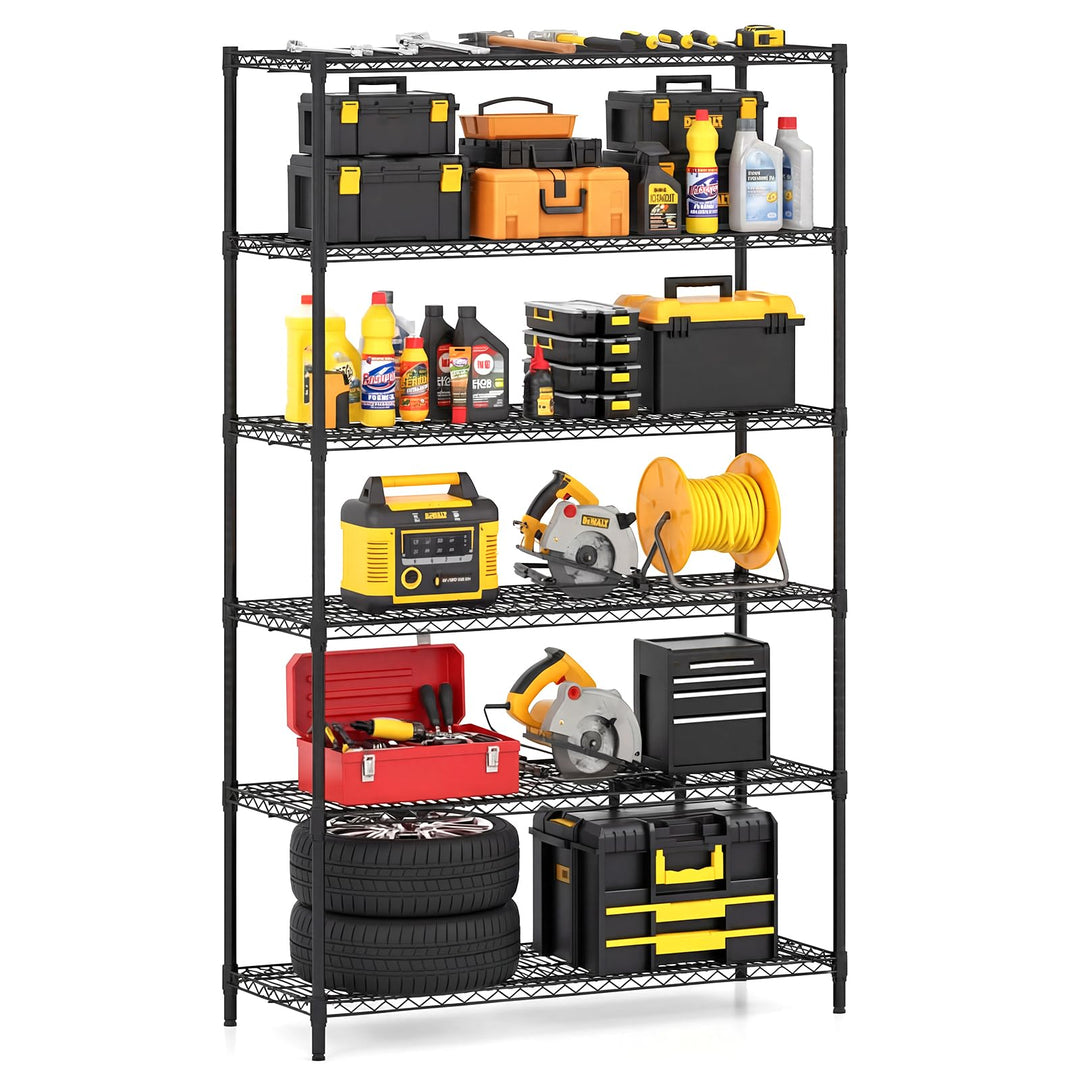 Giantex 6-Tier Metal Storage Shelving Unit with V-Shaped Wire Rack for Home Garage