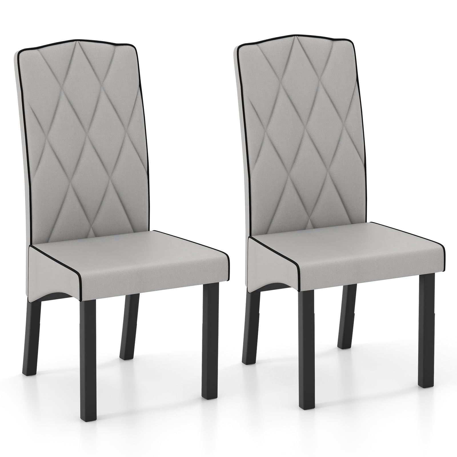 Giantex Upholstered Dining Chairs Set of 2, Tufted Fabric Dining Room Chairs w/High Backrest, High-density Sponge Cushion, Solid Rubber Wood Frame