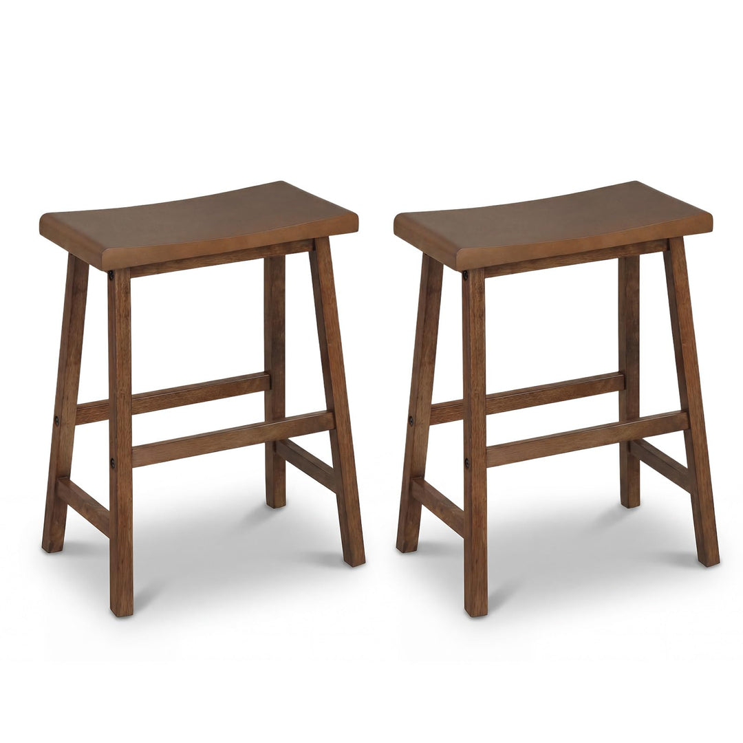 Giantex 24 Inch Counter Height Saddle Bar Stools with Footrest (2/4)