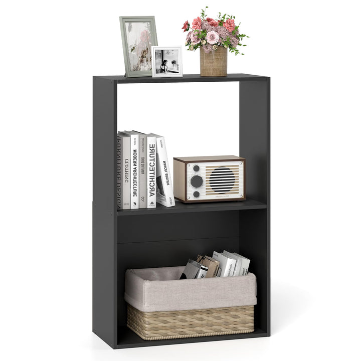 Giantex 3-Tier Bookshelf | 2-Cube Bookcase w/Open Storage Compartment (1/2)