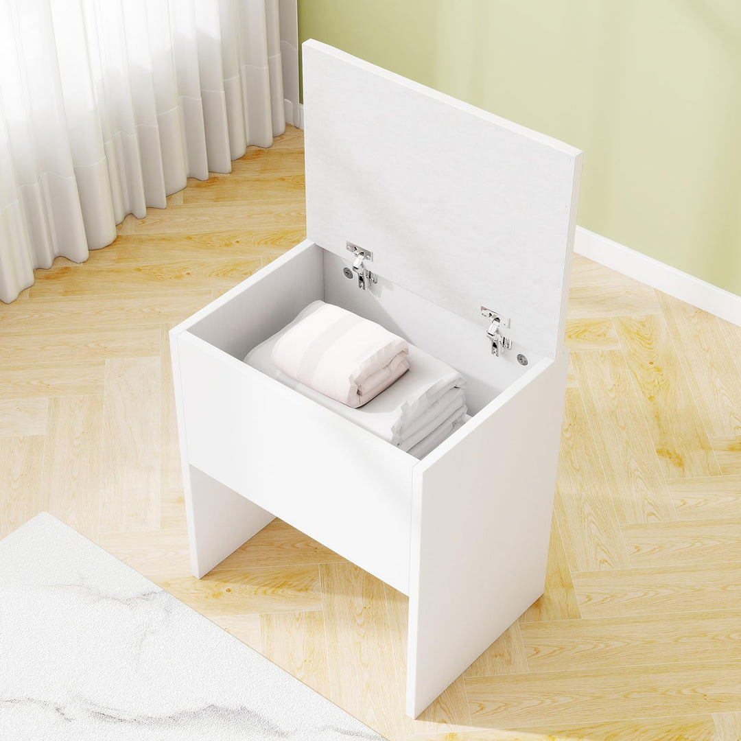 Vanity Stool with Hidden Storage with Soft Seat