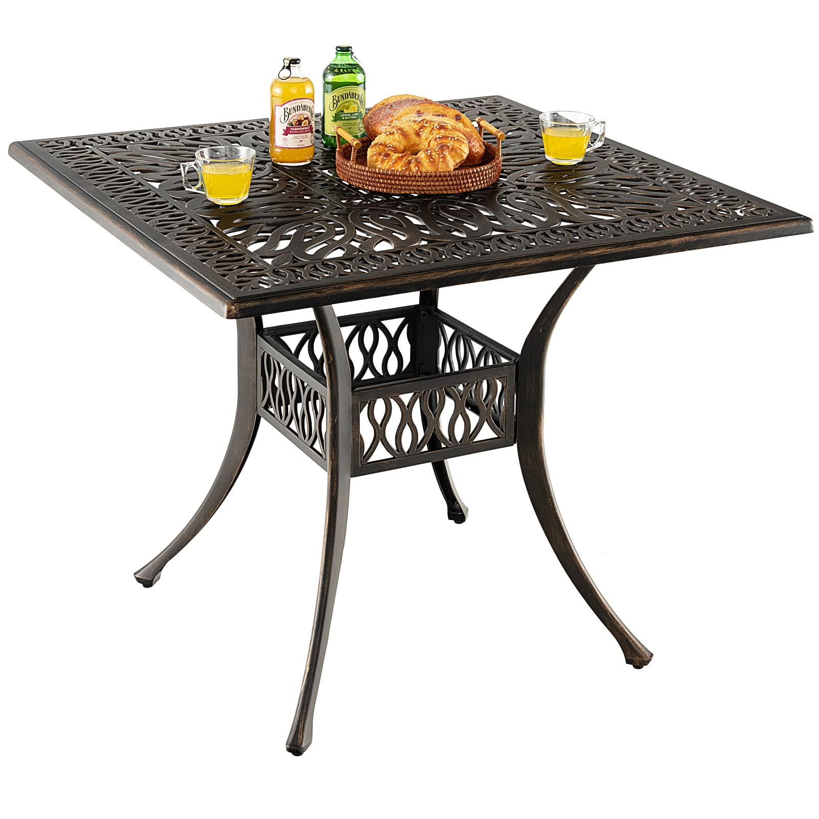 Giantex Patio Dining Table, Cast Aluminum Outdoor Table for 4 Persons
