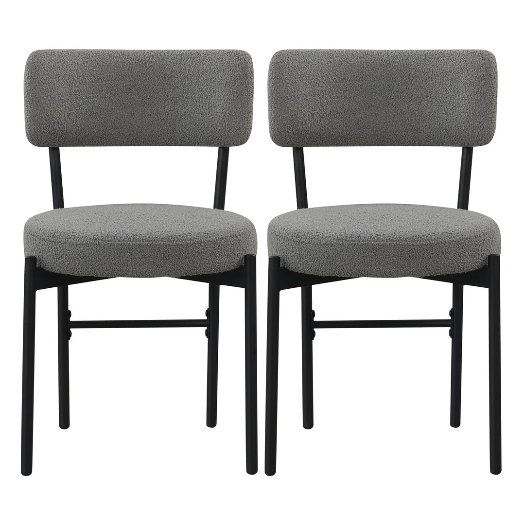 Giantex Boucle Dining Chairs Set of 2/4, Sherpa Upholstered Kitchen Chairs w/Curved Backrest, Padded Seat & Metal Legs