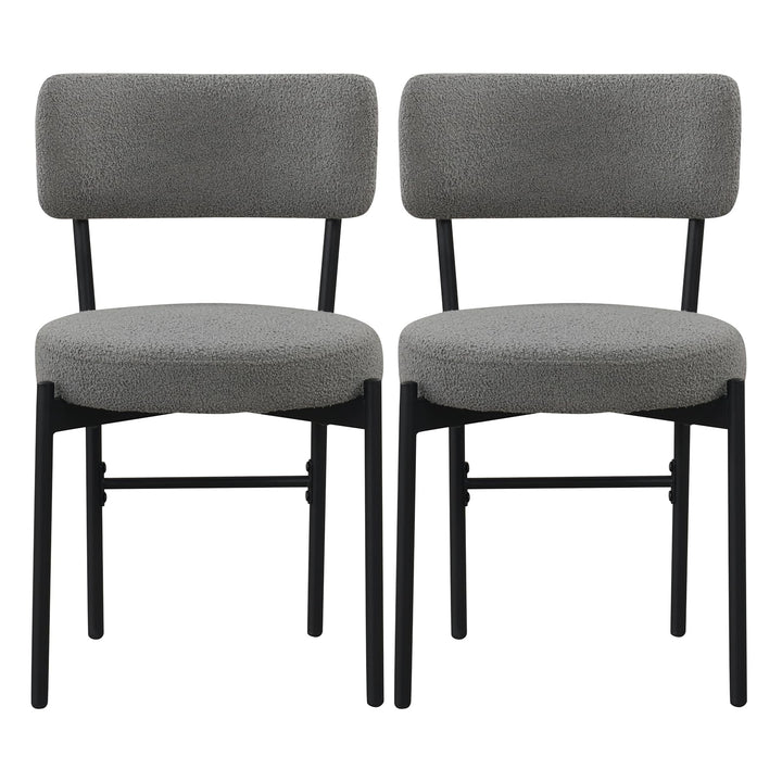 Giantex Boucle Dining Chairs Set of 2/4, Sherpa Upholstered Kitchen Chairs w/Curved Backrest, Padded Seat & Metal Legs