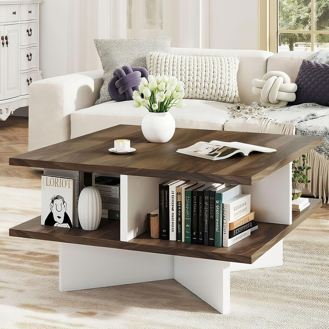 Giantex Square Coffee Table with Storage for Living Room