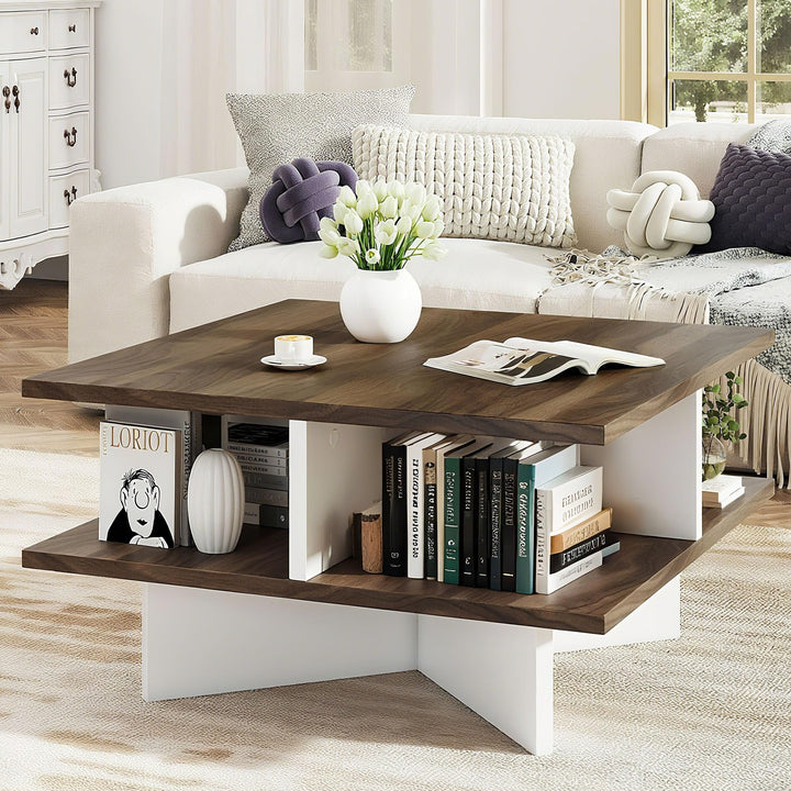 Giantex Square Coffee Table with Storage for Living Room