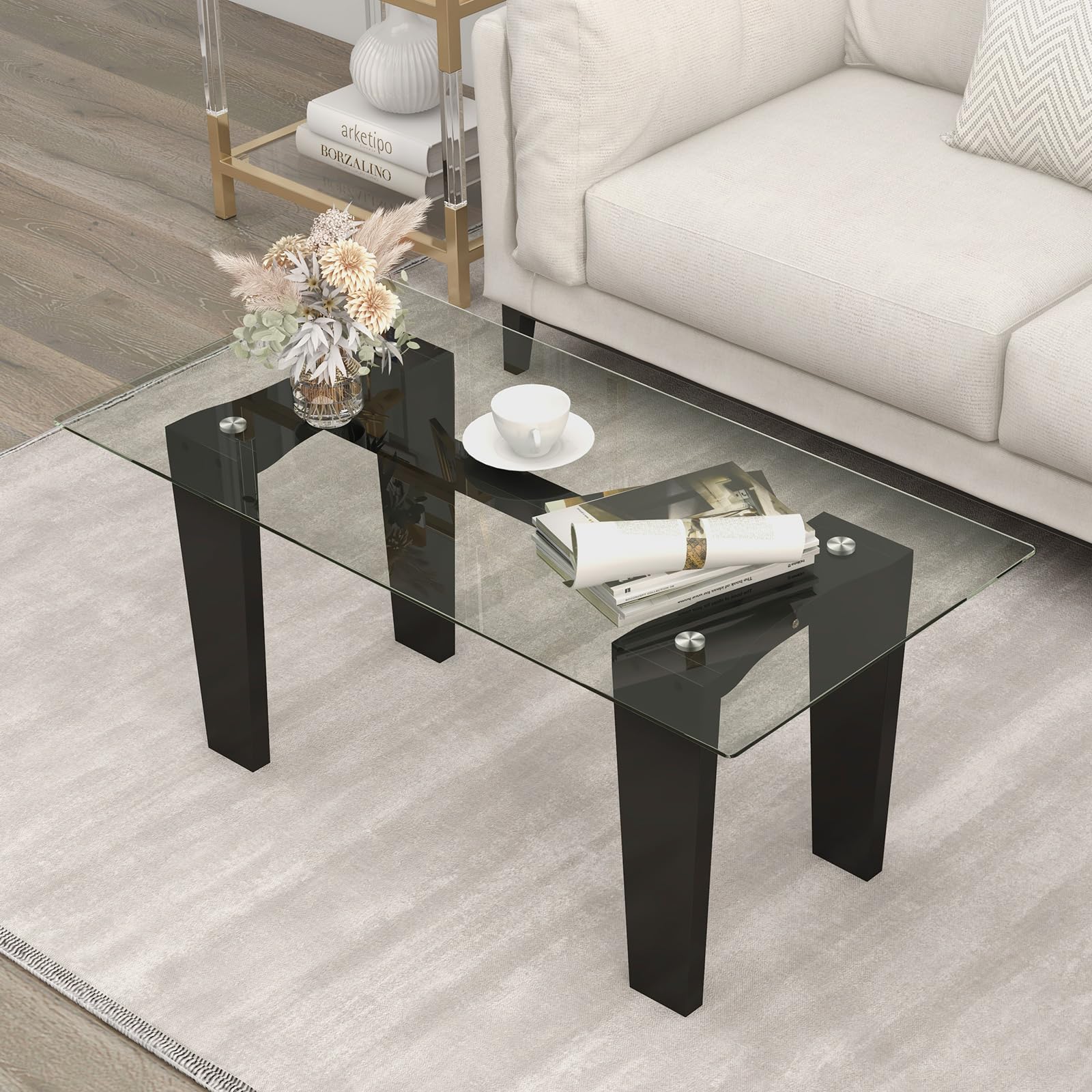 Giantex Rectangular Glass Coffee Table