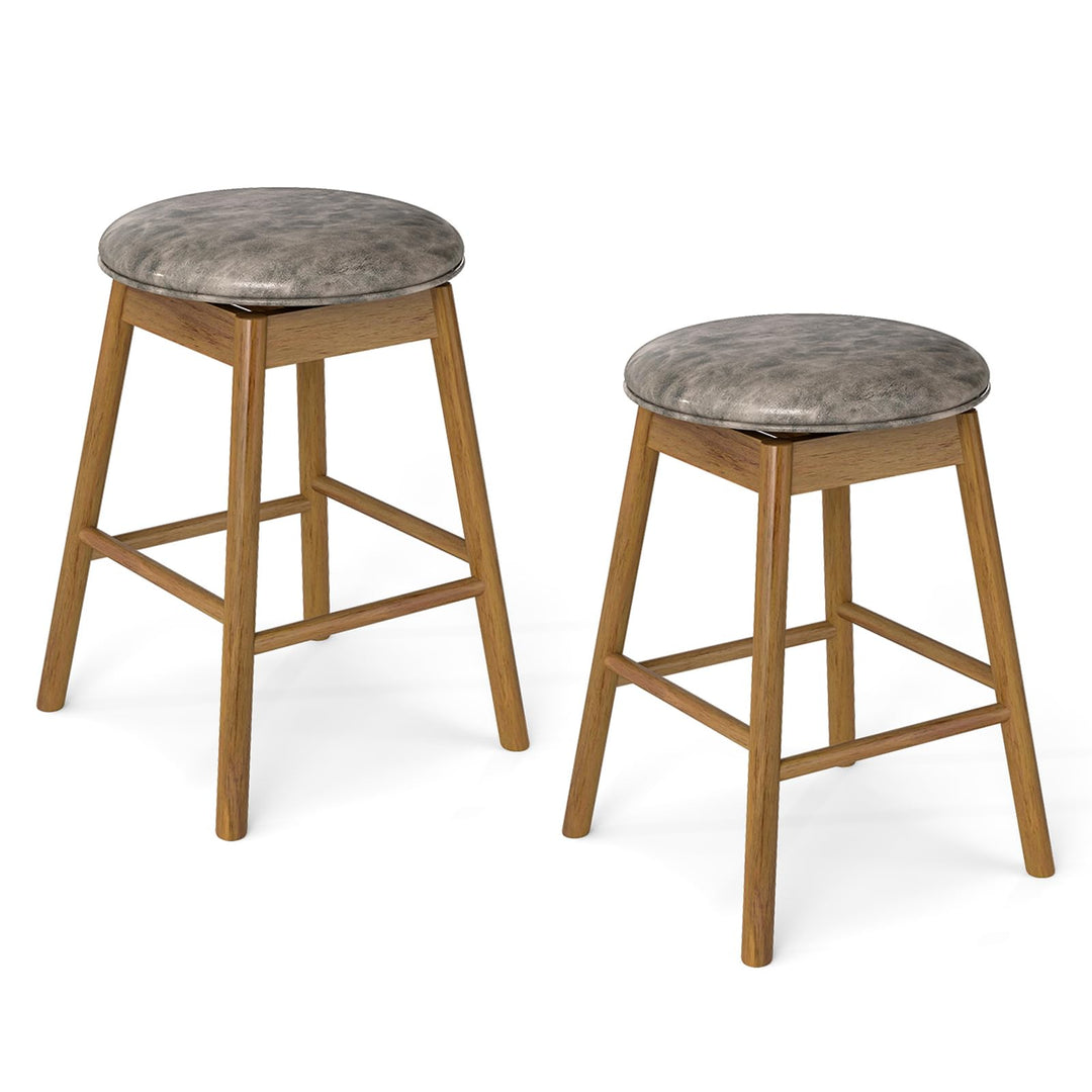 Giantex Swivel Counter Height Barstools with Solid Wood Legs and Footrests