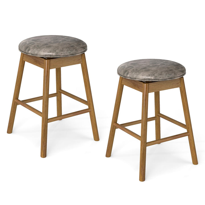 Giantex Swivel Counter Height Barstools with Solid Wood Legs and Footrests