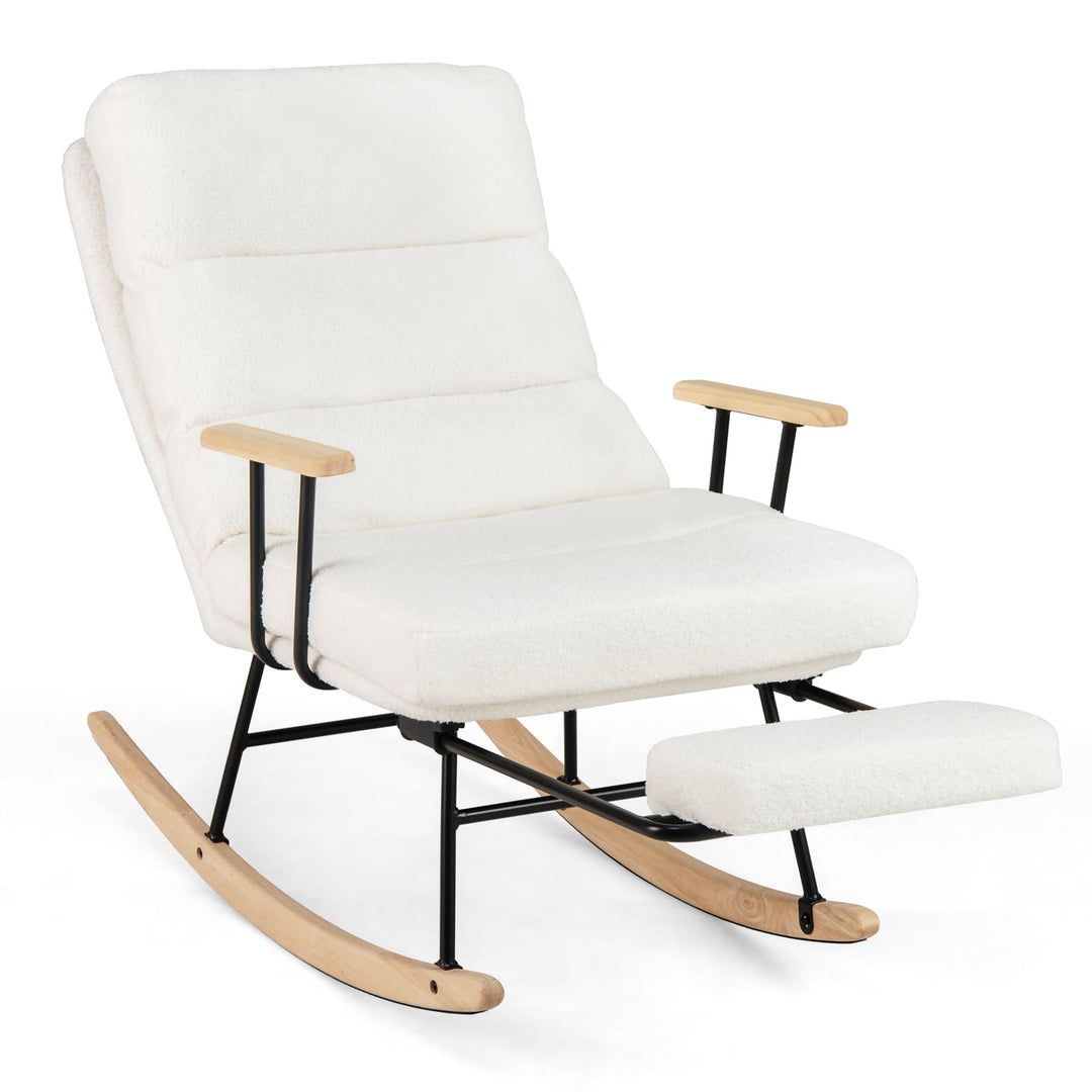 Giantex Nursery Rocking Chair Teddy Velvet Upholstered Rocking Chair