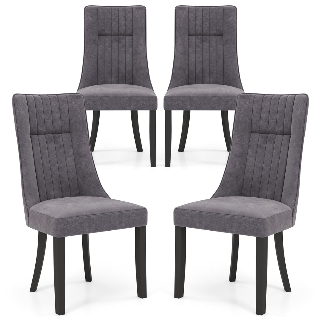 Giantex Upholstered Dining Chairs Set, Channel Tufted Kitchen Chairs w/High Backrest