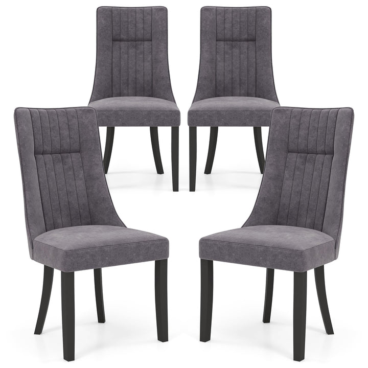 Giantex Upholstered Dining Chairs Set, Channel Tufted Kitchen Chairs w/High Backrest