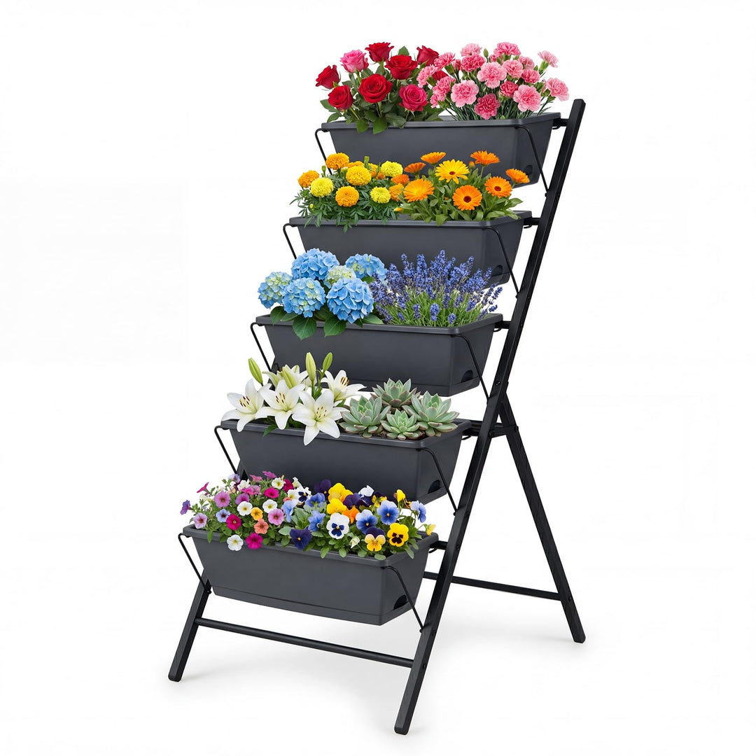 Giantex 5-Tier Vertical Garden Planter Set 1/2 Raised Garden Bed w/Drainage