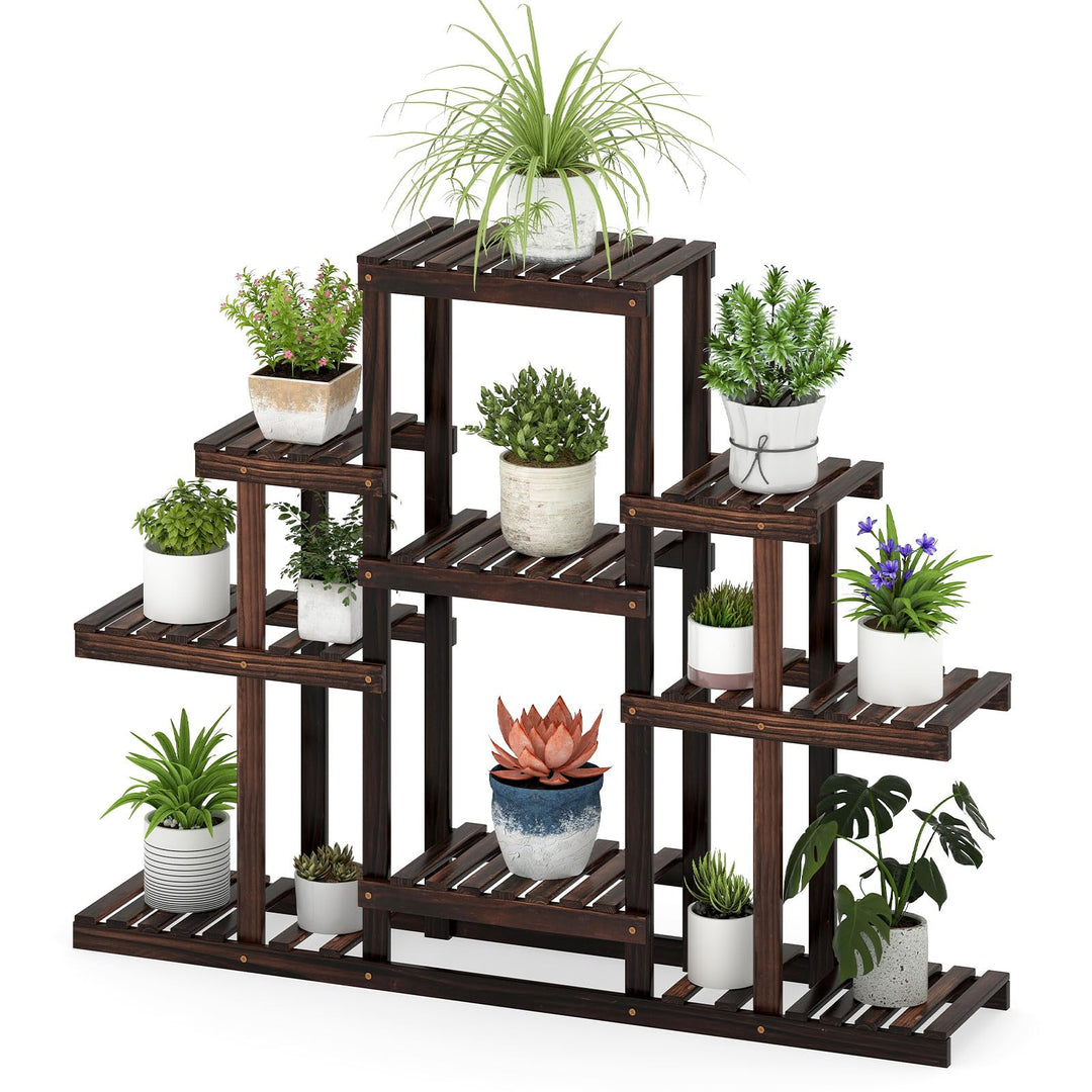 Giantex Plant Stand Indoor & Outdoor 6 Tier Wood Flower Pot Stand for Multiple Plants