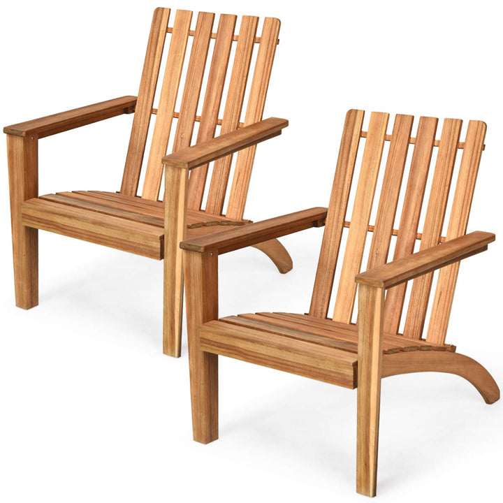Giantex Wooden Adirondack Chair W/Ergonomic Design Outdoor Chair for Yard