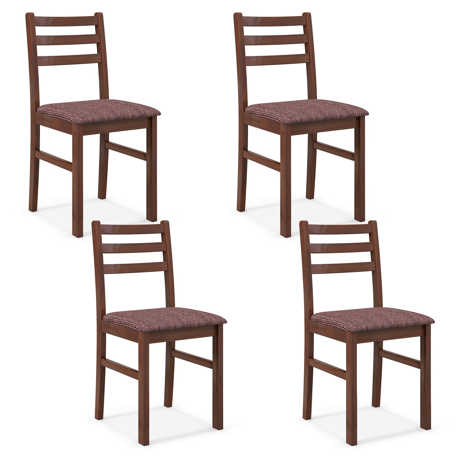 Giantex Wooden Dining Chairs Walnut Set of 4, Mid-Century Dining Chair with Padded Seat