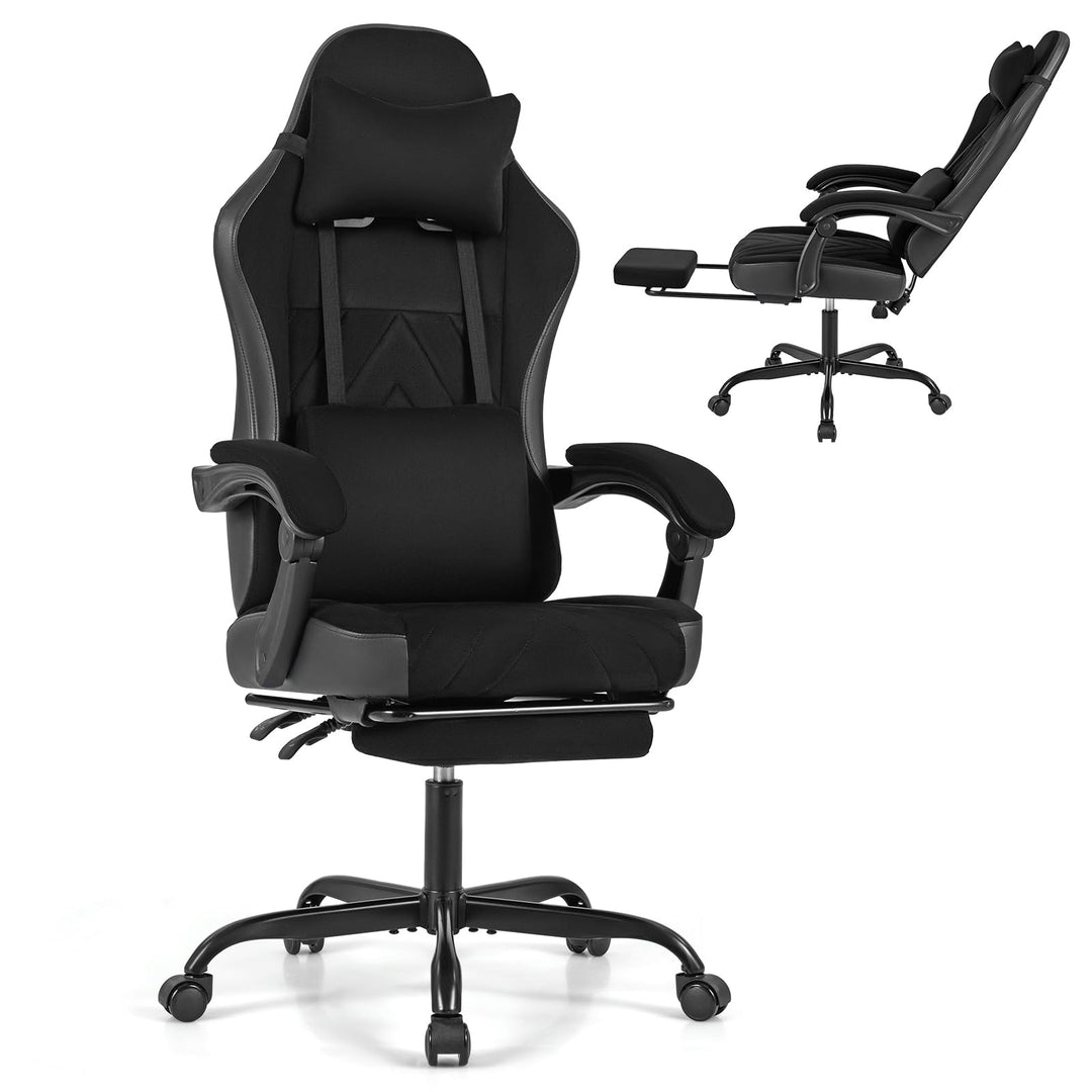 Giantex Gaming Chair Height Adjustable Computer Chair with Headrest Lumbar Support Linkage Armrests