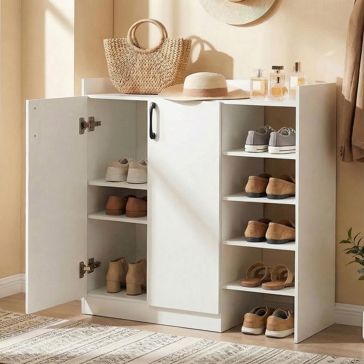 Giantex Wooden Shoe Storage Organizer w/2 Doors for Entryway