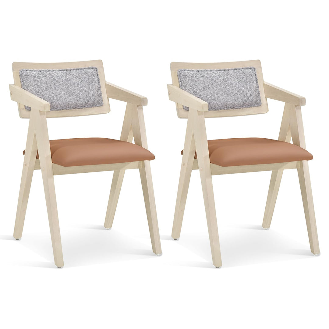 Giantex Wooden Dining Chairs Set of 2, Mid Century Upholstered Kitchen Chairs w/Leathaire Seat Cushions