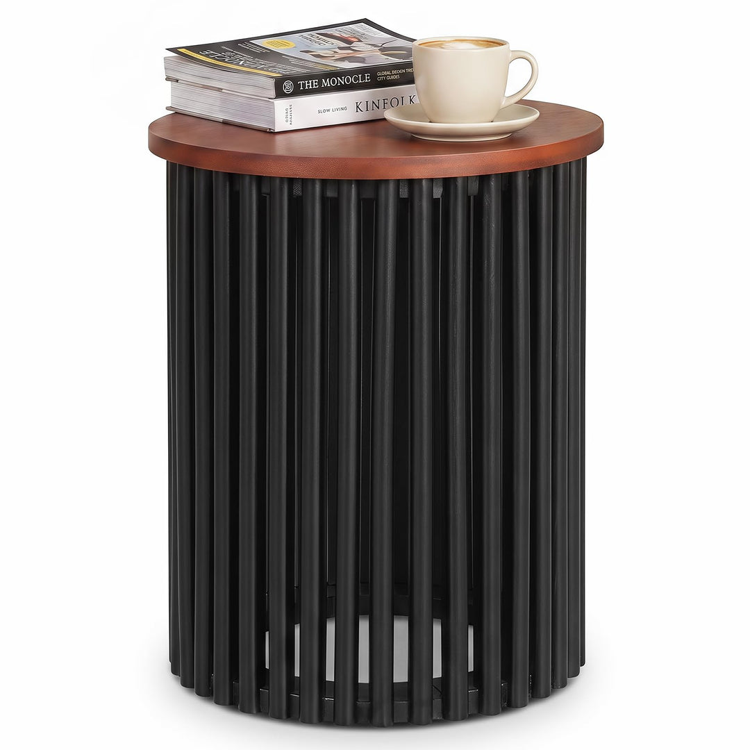 GIANTEX Round Acacia Wood Side Table With Round Top For Living Room