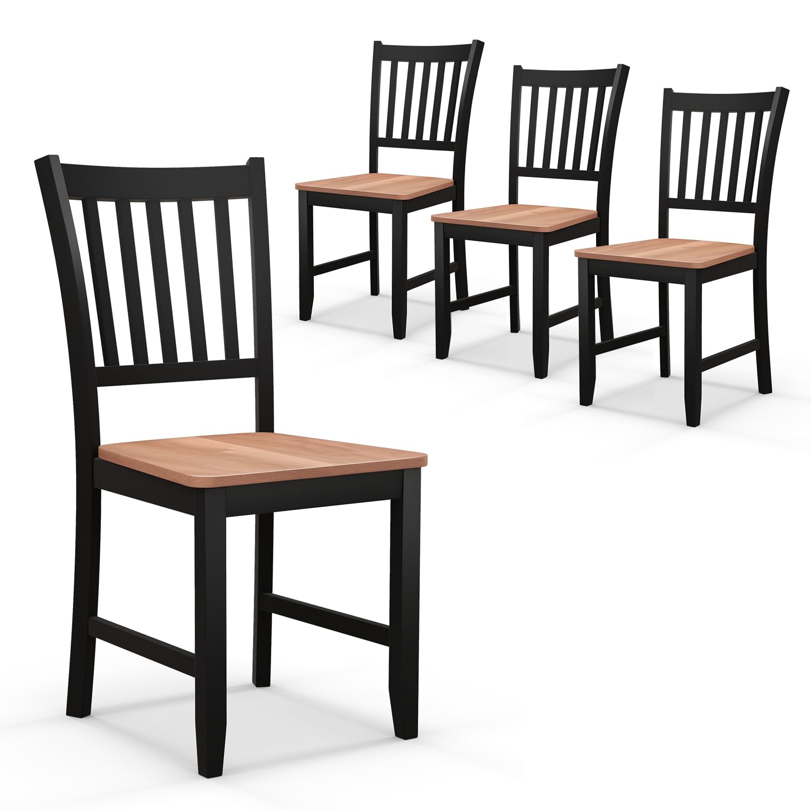 Giantex Wooden Dining Chairs Set of 4, Farmhouse Kitchen Chair with Rubber Wood Legs