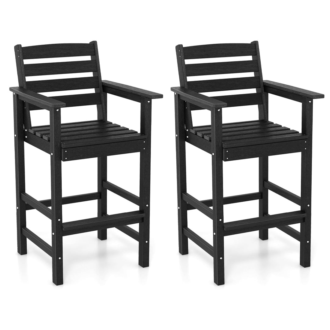 Giantex 29” Bar Stools Set of 2/4, HDPE Barstools w/Back, Armrests & Footrests, Max Load 330Lbs