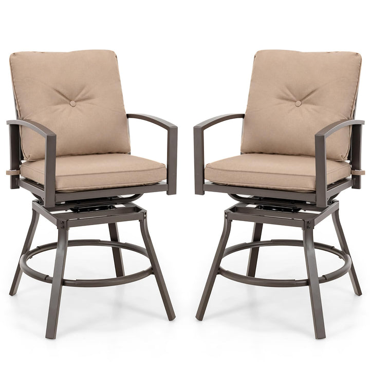 Giantex Set of 2 or 4 Patio Bar Chairs - Swivel Counter Height Bar Stool with Inclined Backrest