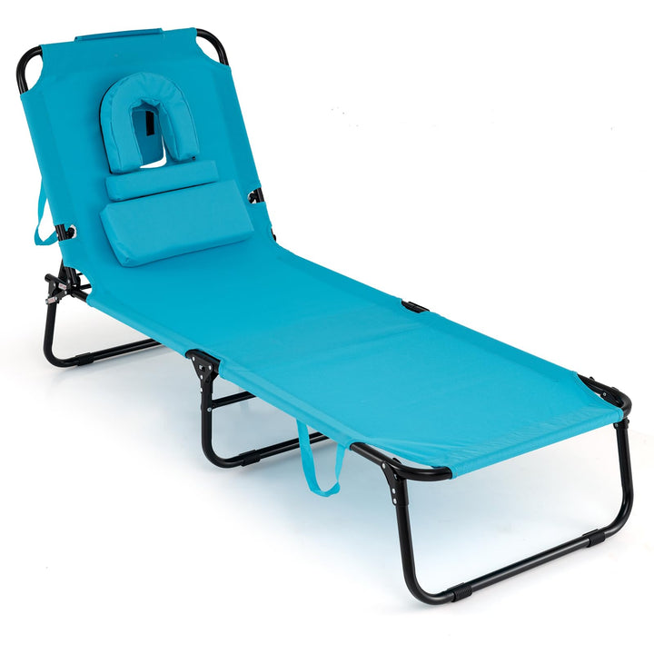 Giantex Folding Beach Tanning Chair Adjustable Face Down Patio Lounge Chair