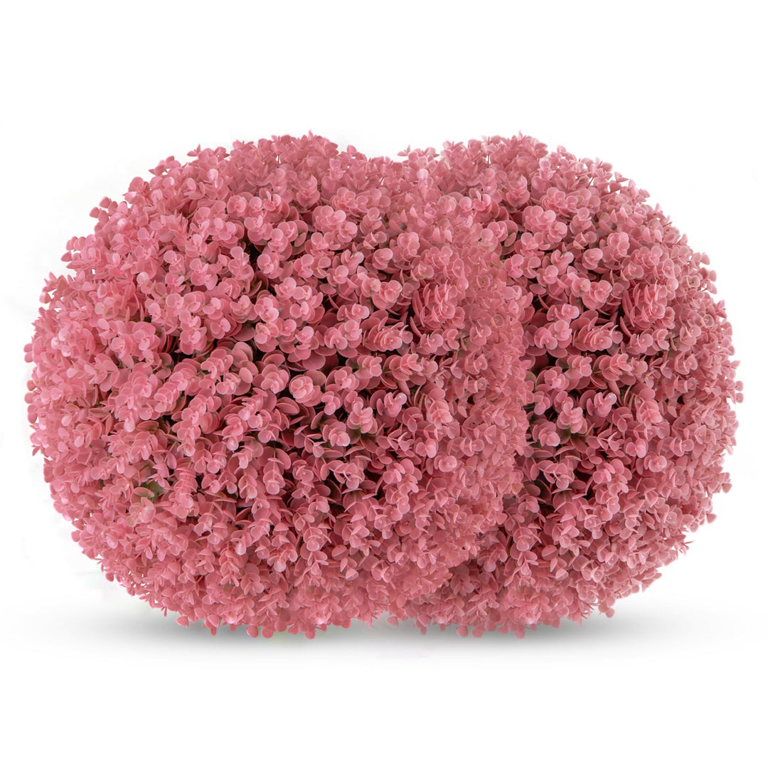 Giantex 2 PCS Artificial Plant Topiary Ball, 17.5'' Pink Faux Eucalyptus Decorative Balls for Wedding Home Decor