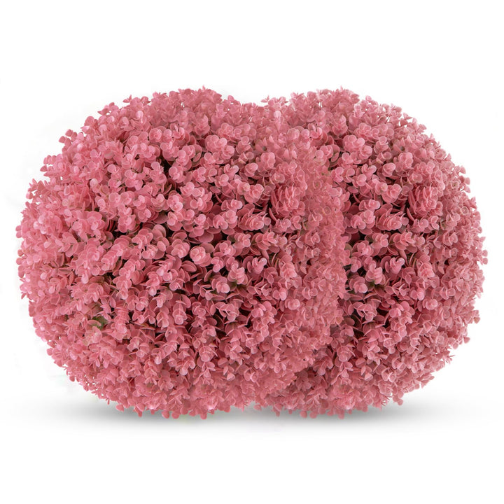 Giantex 2 PCS Artificial Plant Topiary Ball, 17.5'' Pink Faux Eucalyptus Decorative Balls for Wedding Home Decor