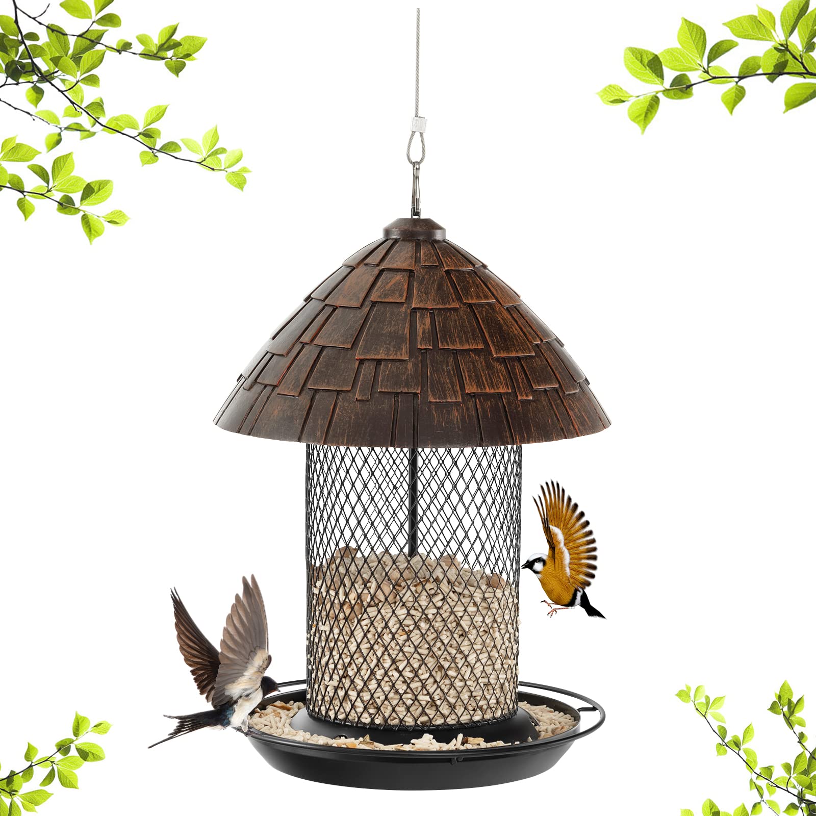 Giantex Bird Feeder, Hanging Wild Bird Feeders with Squirrel Proof Metal Mesh