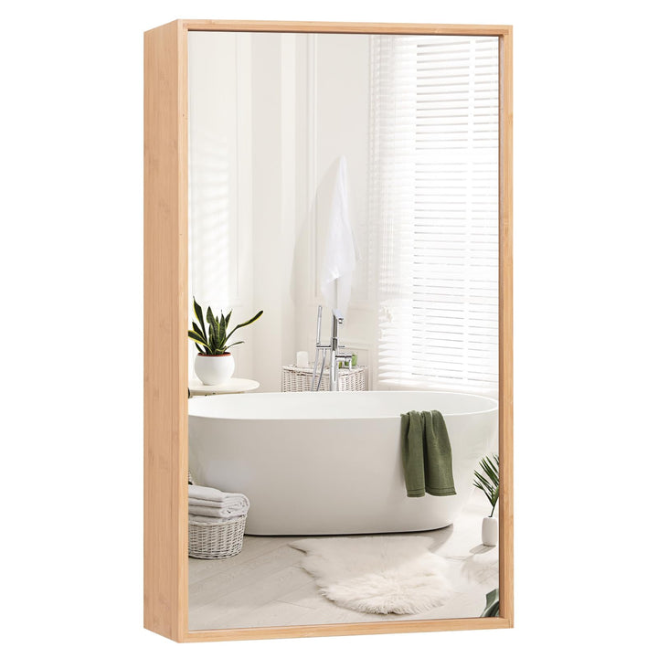 Giantex Medicine Cabinet Mirror, Bathroom Wall Cabinet with Reversible Single Door, 2 Adjustable Shelves