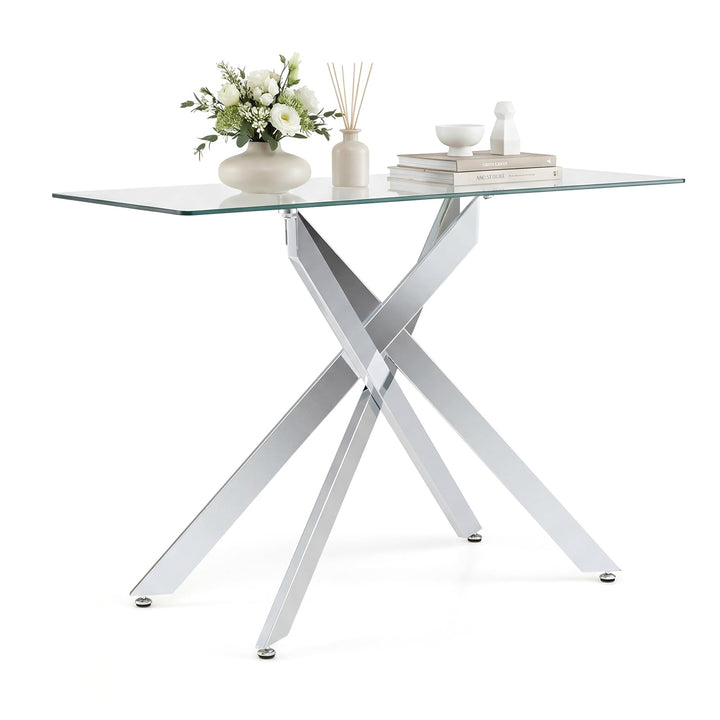 Giantex Glass Console Table 45" Modern Entryway Table