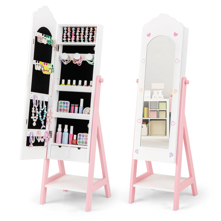 CHARMAID Kids Jewelry Organizer with Full Length Mirror