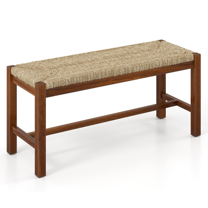 Giantex Dining Bench with Woven Seagrass Woven Seat