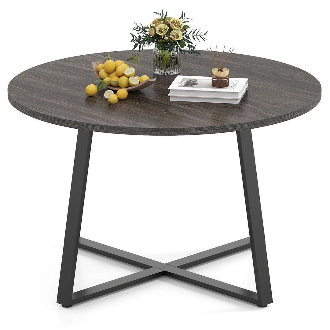 Giantex 47-inches Round Dining Table with Metal Pedestal Base
