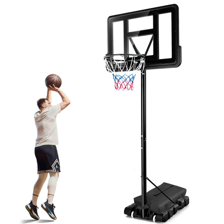 Giantex Portable Basketball Hoop Outdoor - 4.25-10ft Height Adjustable Basketball Goal System w/ 43.5" Backboard, Sandbag