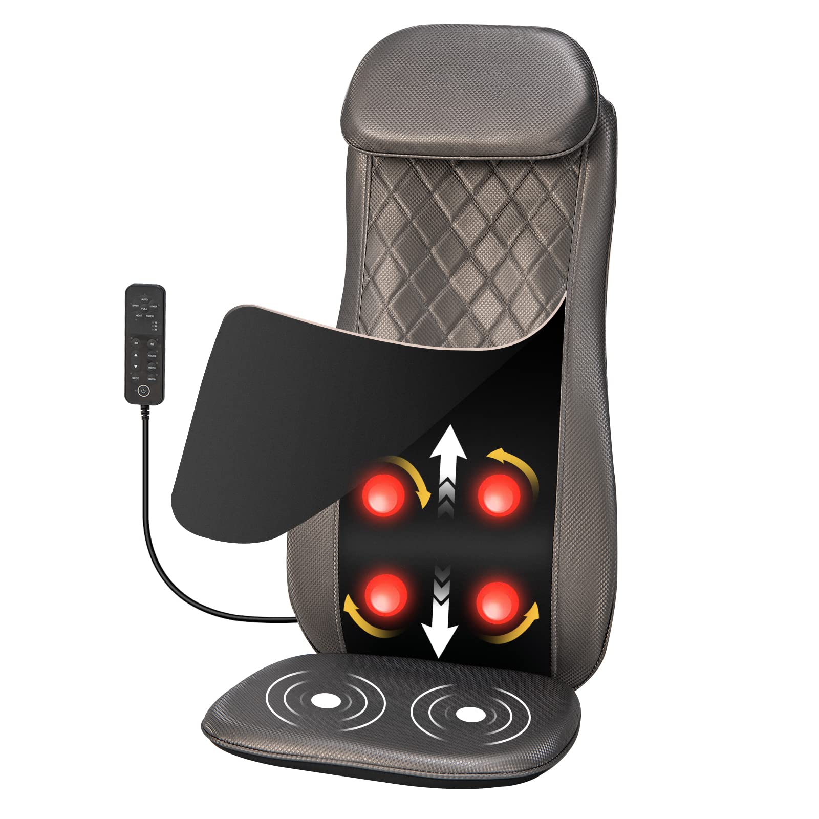 Giantex Back Massager Chair Pad - Massage Seat Cushion with Heat & Vibration