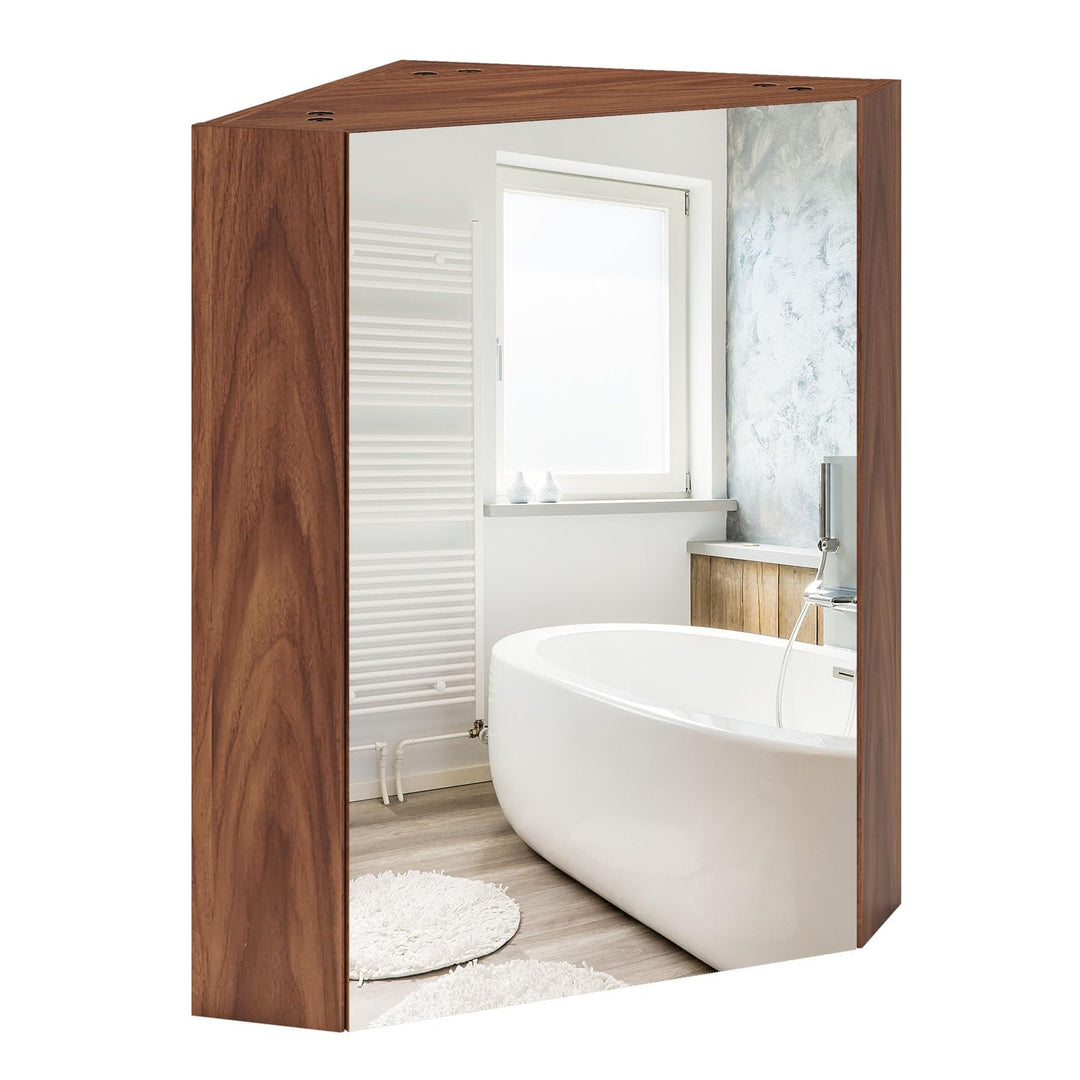 Giantex Corner Medicine Cabinet, 23.5” Over The Toilet Storage Cabinet with Mirror Door, Adjustable Shelf