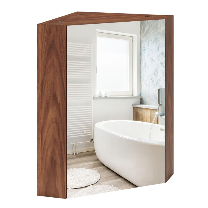 Giantex Corner Medicine Cabinet, 23.5” Over The Toilet Storage Cabinet with Mirror Door, Adjustable Shelf