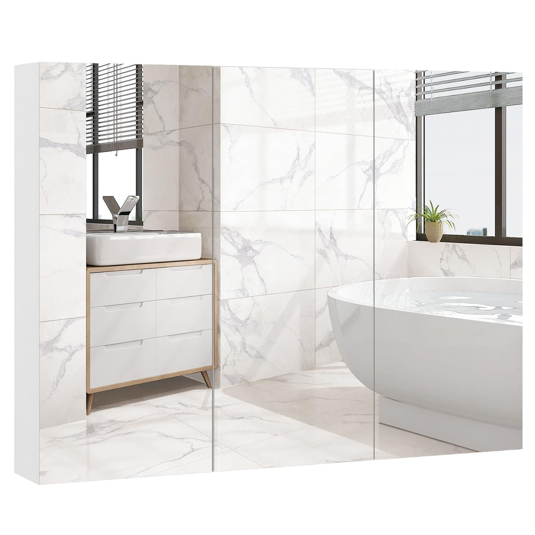 Giantex Wall Mounted Medicine Cabinet with 3 Frameless Mirrored Doors & Mounting Hardware