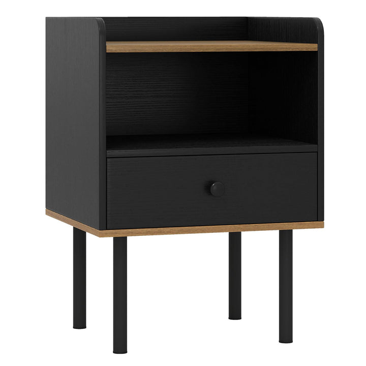 Giantex Wood Night Stand with Drawer - Mid Century Modern Bedside Table