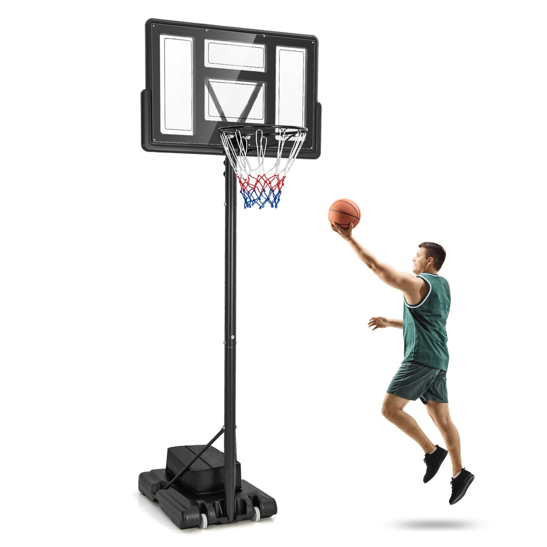 Giantex Basketball Hoop Outdoor 4.4-10 FT Adjustable, Portable Basketball Hoop Goal System w/ 44 Inch Shatterproof Backboard
